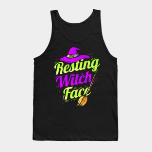 Witch hat broom Halloween Resting Witch Face Tank Top